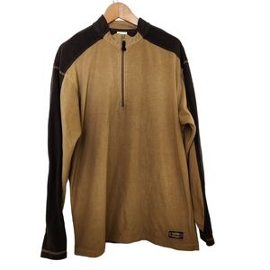Columbia men's brown long-sleeve half zip-up front polyester sweater  pullover